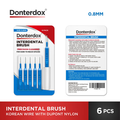 Interdental Brush - แปรงซอกฟัน 0.8 มม. รุ่น I-Shaped