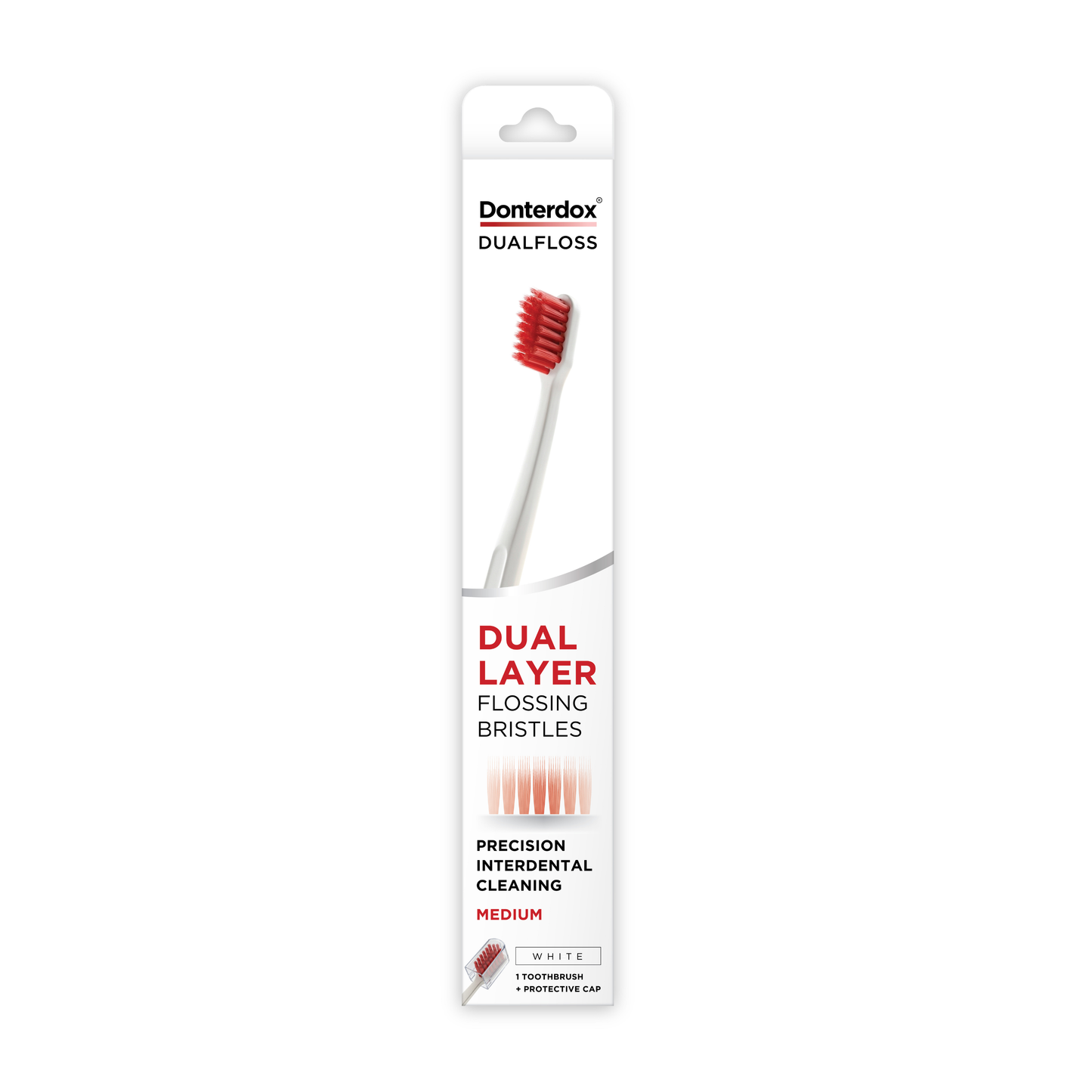White - DualFloss Toothbrush แปรงสีฟันขนแปรง 2 ระดับ