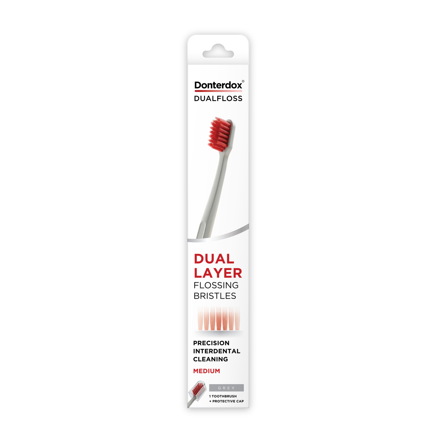 Grey - DualFloss Toothbrush แปรงสีฟันขนแปรง 2 ระดับ