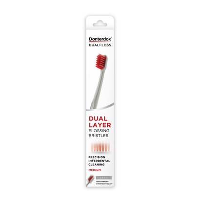 Grey - DualFloss Toothbrush แปรงสีฟันขนแปรง 2 ระดับ