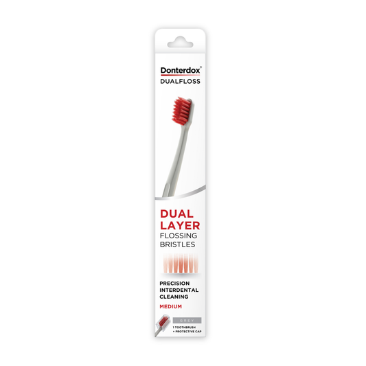 Grey - DualFloss Toothbrush แปรงสีฟันขนแปรง 2 ระดับ