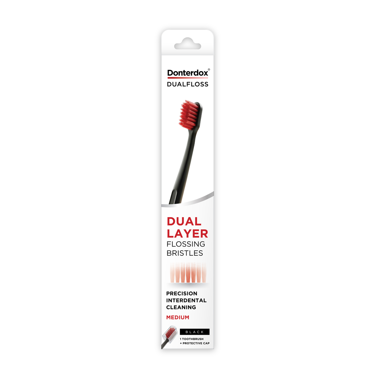 Black - DualFloss Toothbrush แปรงสีฟันขนแปรง 2 ระดับ