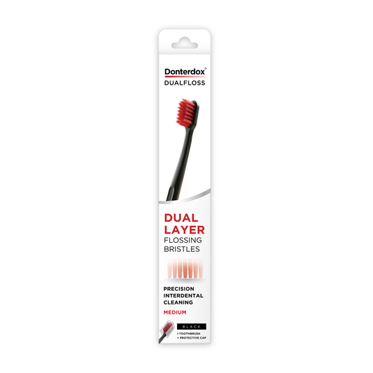 Black - DualFloss Toothbrush แปรงสีฟันขนแปรง 2 ระดับ