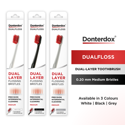 Black - DualFloss Toothbrush แปรงสีฟันขนแปรง 2 ระดับ