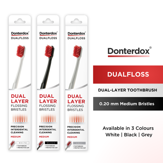 Black - DualFloss Toothbrush แปรงสีฟันขนแปรง 2 ระดับ